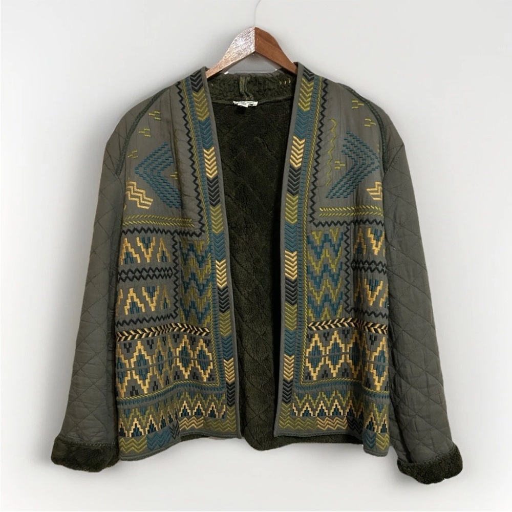 Tribal Jeans Southwestern Embroidered Open Jacket